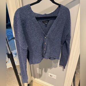 Blue Cardigan Sweater Classic Knit